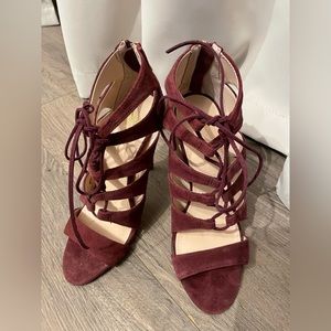 Suede cage sandals